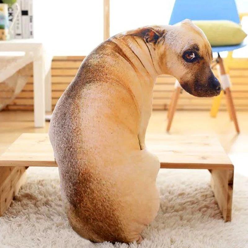 50cm Lifelike Plush Dog sofa Pillow Moon Shape 3D Cute Bend Dog Printed Throw Pillow Children Favorite Toy Cushion for Home