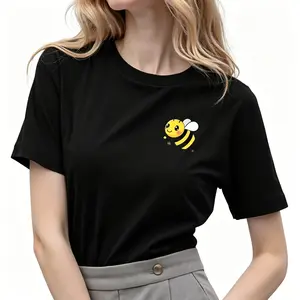 "Cute Cartoon Bee Print Summer Casual Wear" Graphic Unisex Tee |   All-Season Breathable Top