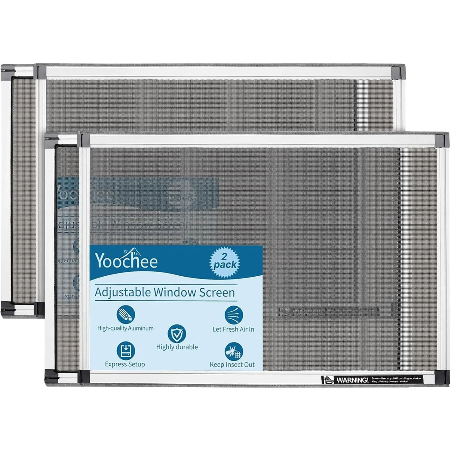 Expandable Window Screen, 2 Pack Adjustable Window Screen (15" H x 21" - 40" W) - Medium Replacement Window Screens with Frame, Durable Replacement Screen
