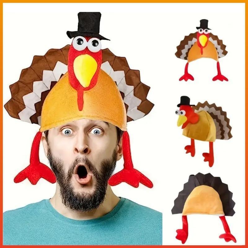 1pcs Funny Carnival Chicken Leg Hat Christmas Thanksgiving Decoration Turkey Hat Adult Carnival Hat Halloween Party Festive Cap