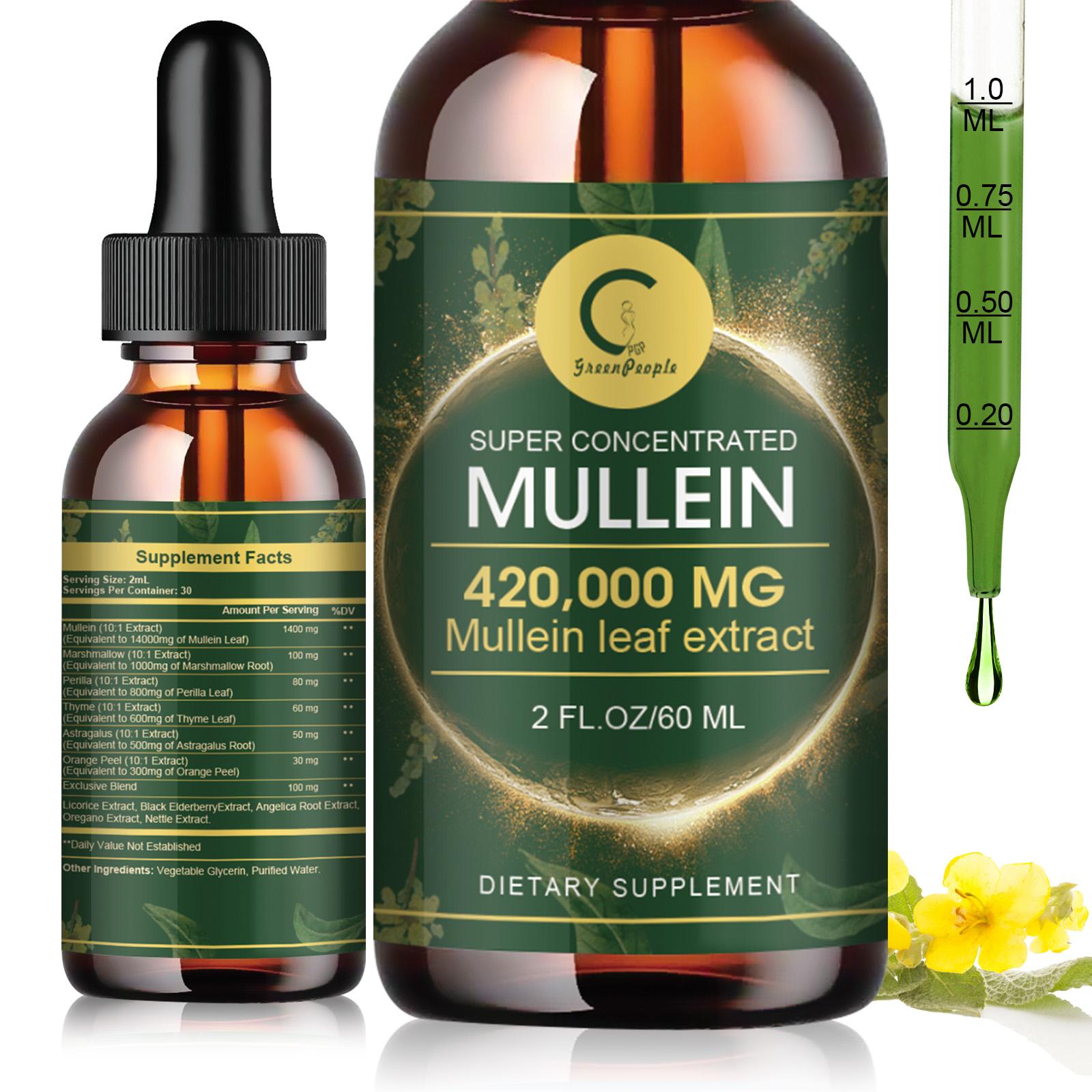 Mullein Leaf Herbal Drops for Lungs-Mullein Leaf Extract&Marshmallow Root&Detox-Immune Support Supplement, Healthcare Vitamin Edible Fitness Dietary