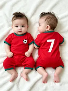 No. 7 Football Baby Clothing, Baby Sports Shirts with Short Sleeves, Infant Football Suits, Summer Lightweight Onesies for Outdoor Wear, Newborn Clothes, Soft Polyester Blend, Perfect for Outdoor Activities