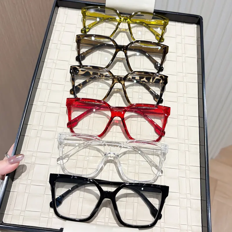6 Pairs Classic Minimalist Modern Style Unisex Non-Prescription Glasses, Ideal for Daily Use, Office Reading, Commuting and Studying, Casual Stylish Glasses