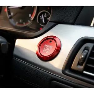 Ford F150 Accessories - Premium Red Aluminum Engine Start Stop Button Cover Trim Custom Fit Interior Mod Easy Peel & Stick Anti-Scratch Upgrade for F150 Owners