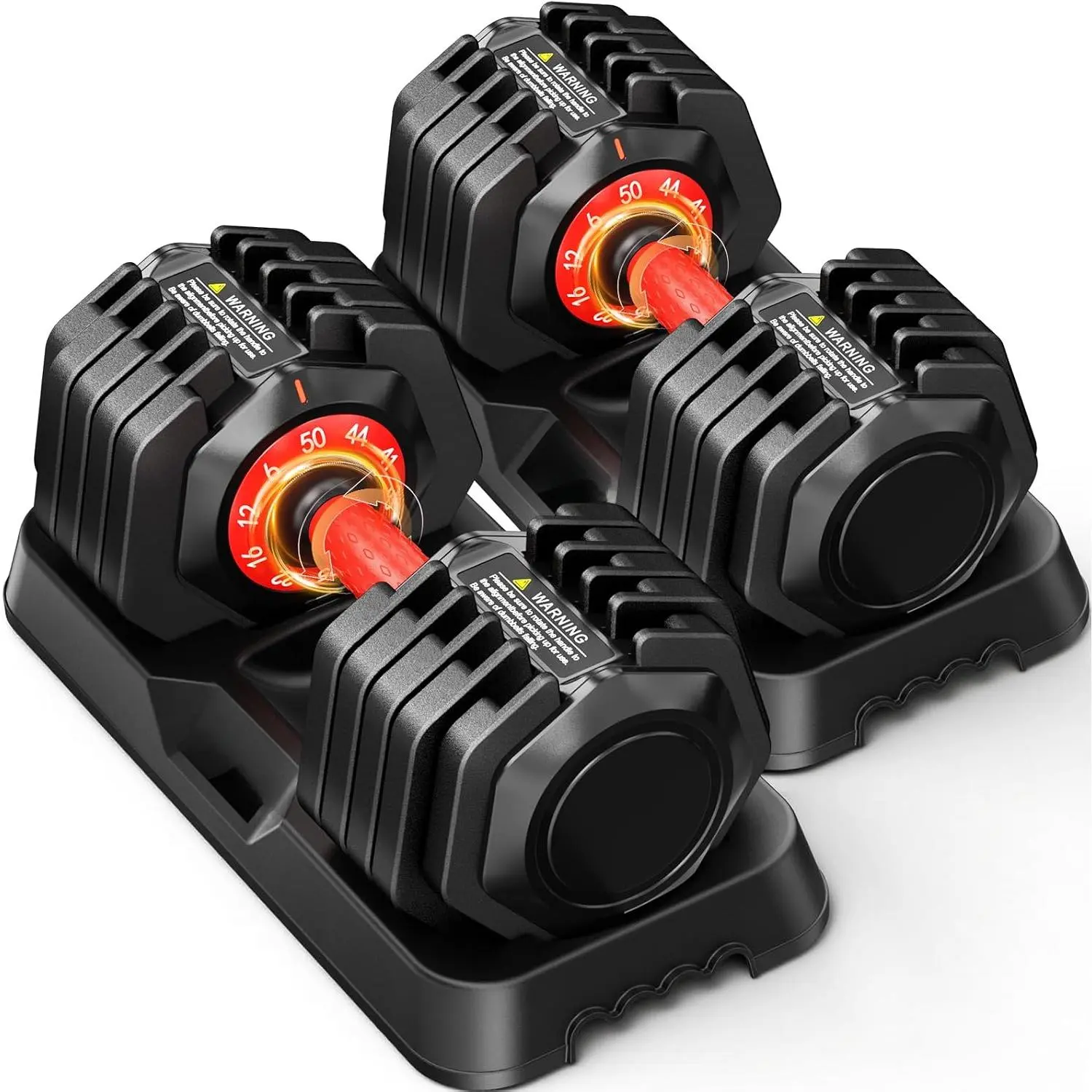Adjustable Dumbbell Set Pair 25 lb or 50lb,10-in-1 Free Weight| 1-Second Dial Weight Adjustment,Space-Saving Design with Storage Base, Home Gym Strength Training Equipment