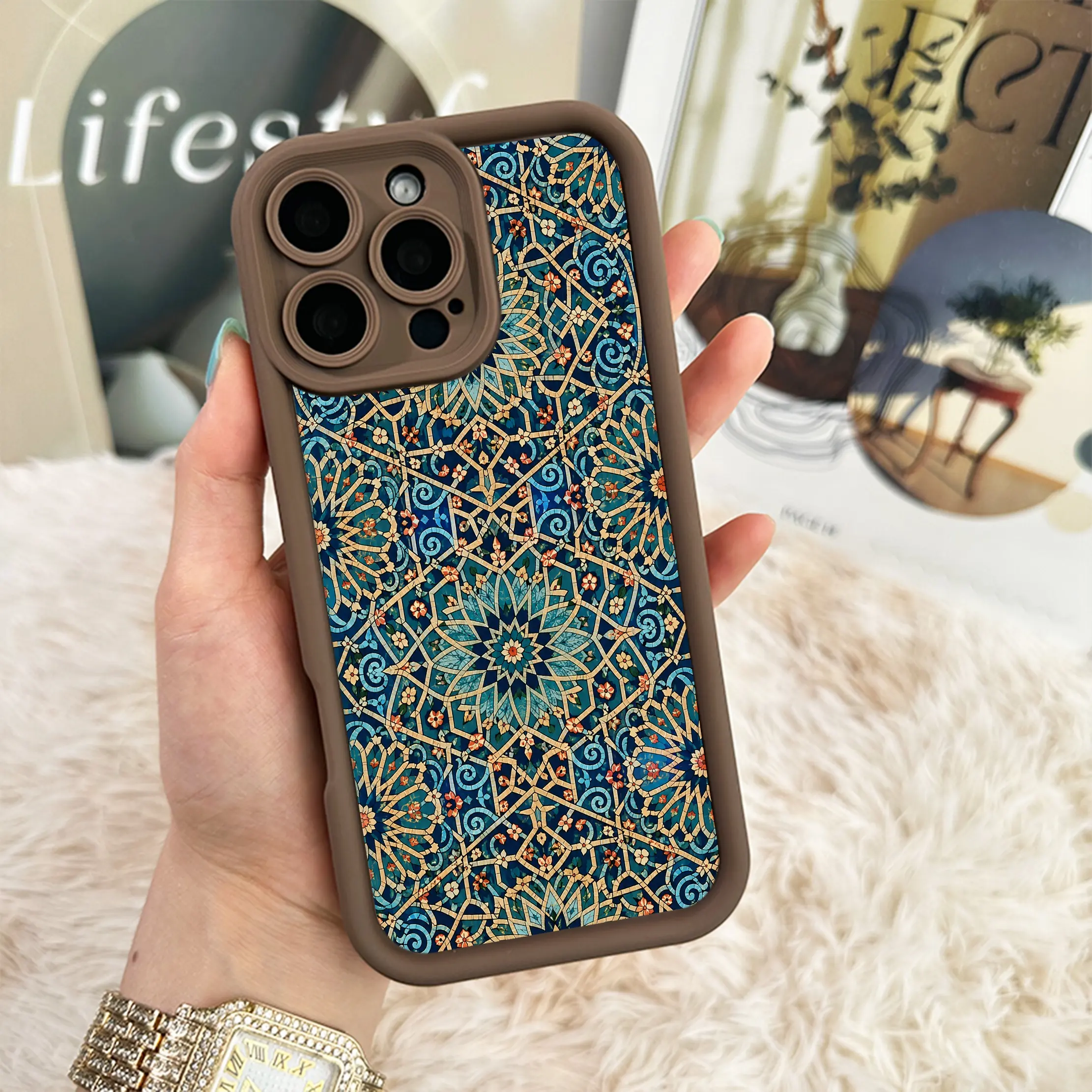 Teal Mosaic phone case artwork