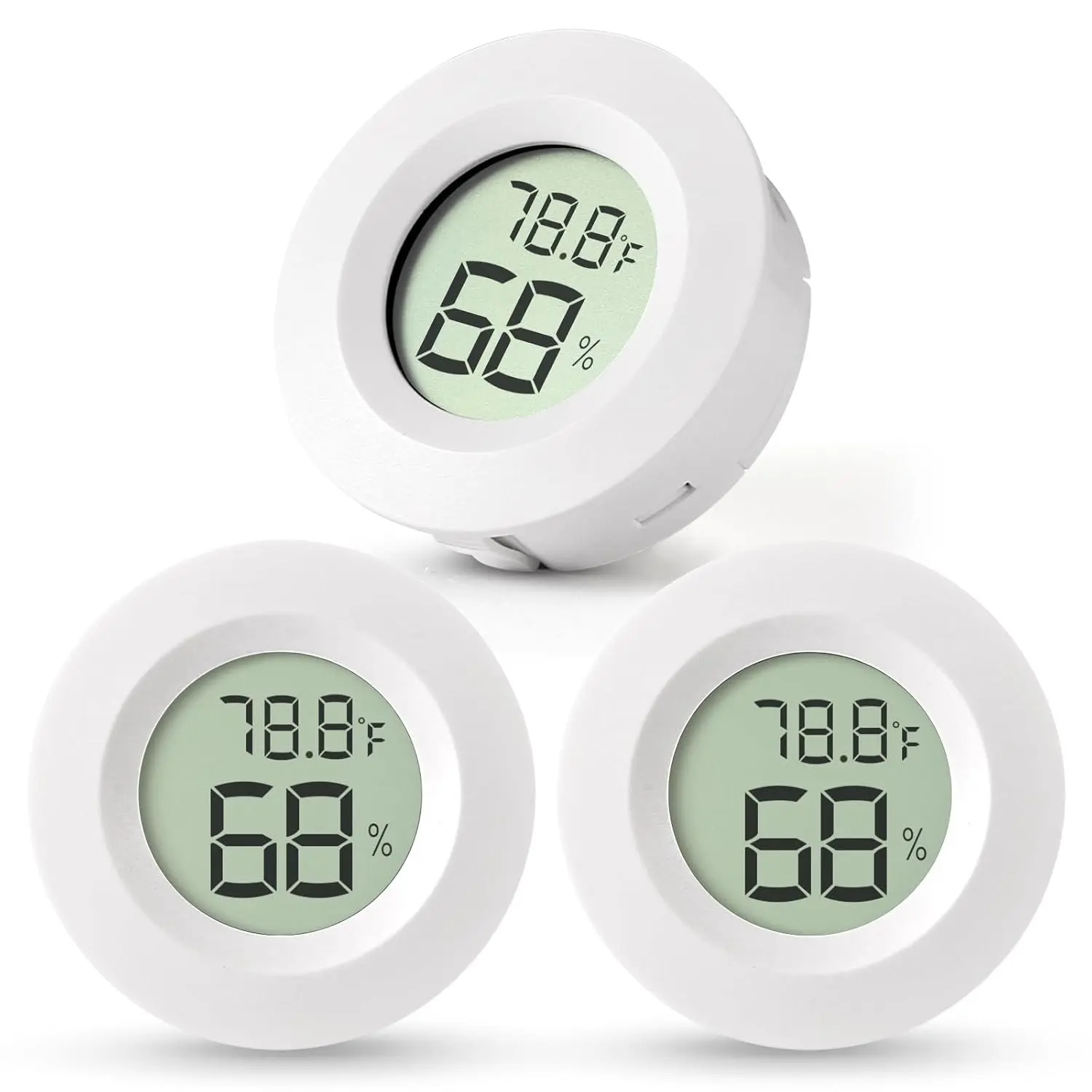 3-Pack Mini Hygrometer & Thermometer, Indoor Digital Humidity Meter ℉/℃, Outdoor Temperature Gauge for Home, Office, Reptile, Car, Greenhouse, Lab, Terrarium, Cellar, A01 White