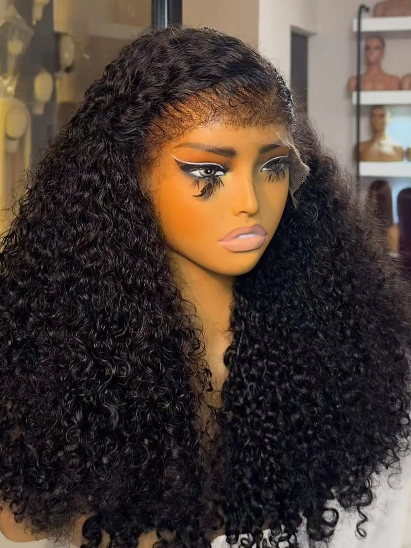 Kinky Curly Hair Wigs 26Inch 180%Density Lace Front Wigs Natural Black Color Natural hairline With Baby Hair Comfortable Wear Wigs Heat Resistant, Glueless, Breathable, Daily Wigs