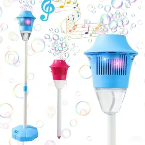 Bubble Machine Toys for Kids, Outdoor Bubble Blower Toy with Adjustable Stand, Bubble Maker with LED Lights, Garden Birthday Wedding Summer Party Bubble Toy