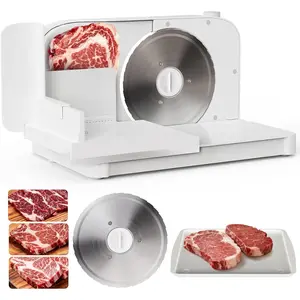 Meat Slicer Machine for ,Foldable 150w Electric Meat Slicer with 6.7"Removable Stainless Steel  & Tray | 0-15mm Adjustable Thickness | Dual Safety Lock,  Deli Slicer for Frozen Meat Jerky