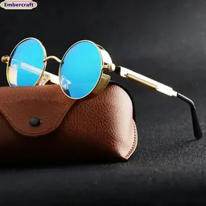 Vintage Steampunk Round Sunglasses - Unisex Retro Metal Frame UV400 Shades, Durable Aesthetic Alloy Metal-Tone Eyewear for Festival, Daily Wear, Metal-Tone Men's Sunglasses, Aesthetic Men's Sunglasses,summeroutfits,vacationoutfits,beachoutfits