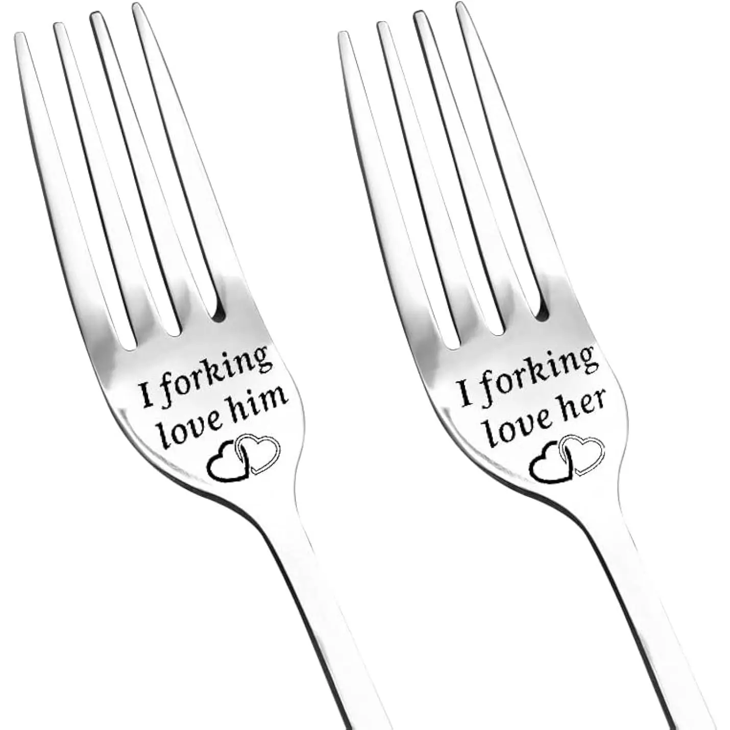 Wedding Engagement Gifts for Him Her Couples Engraved Fork Gifts for Boyfriend Gifts from Girlfriend Anniversary Birthday Gifts for Husband Wife Christmas  for Him Her Dinner Forks Set of 2