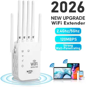 1200Mbps WiFi repeater, 6 high gain antennas, Dual band 5G/2.4G, With Ethernet port, Full house coverage with no dead corners up to 1500 feet, supporting multiple devices for home networks, Wifi Extenders Signal Booster For Home Wireless Signal Repeater