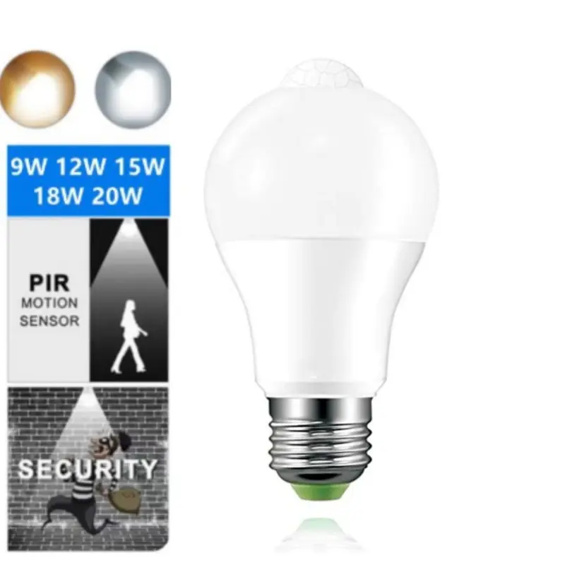 12/15/18/20W E27 LED Motion Sensor Bulb  Lamp PIR Sensor Auto ON/OFF Night Light For Home Parking Lighting AC85V-265V Led Lightbulbs