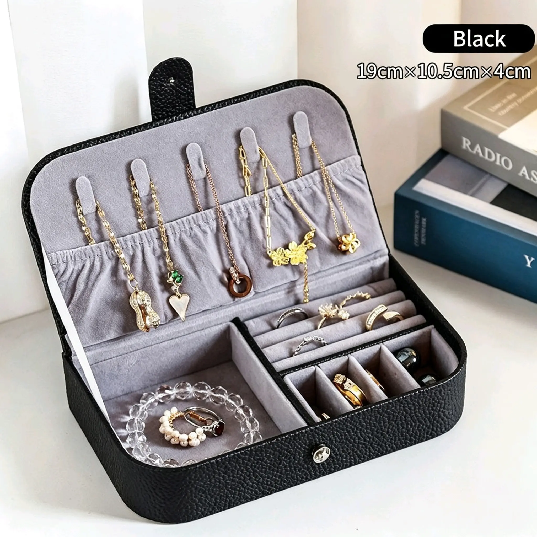 Luxury Leather Jewelry Organizer Box, Multi-Compartment Design, Durable Exterior, Soft Lining, Portable & Versatile