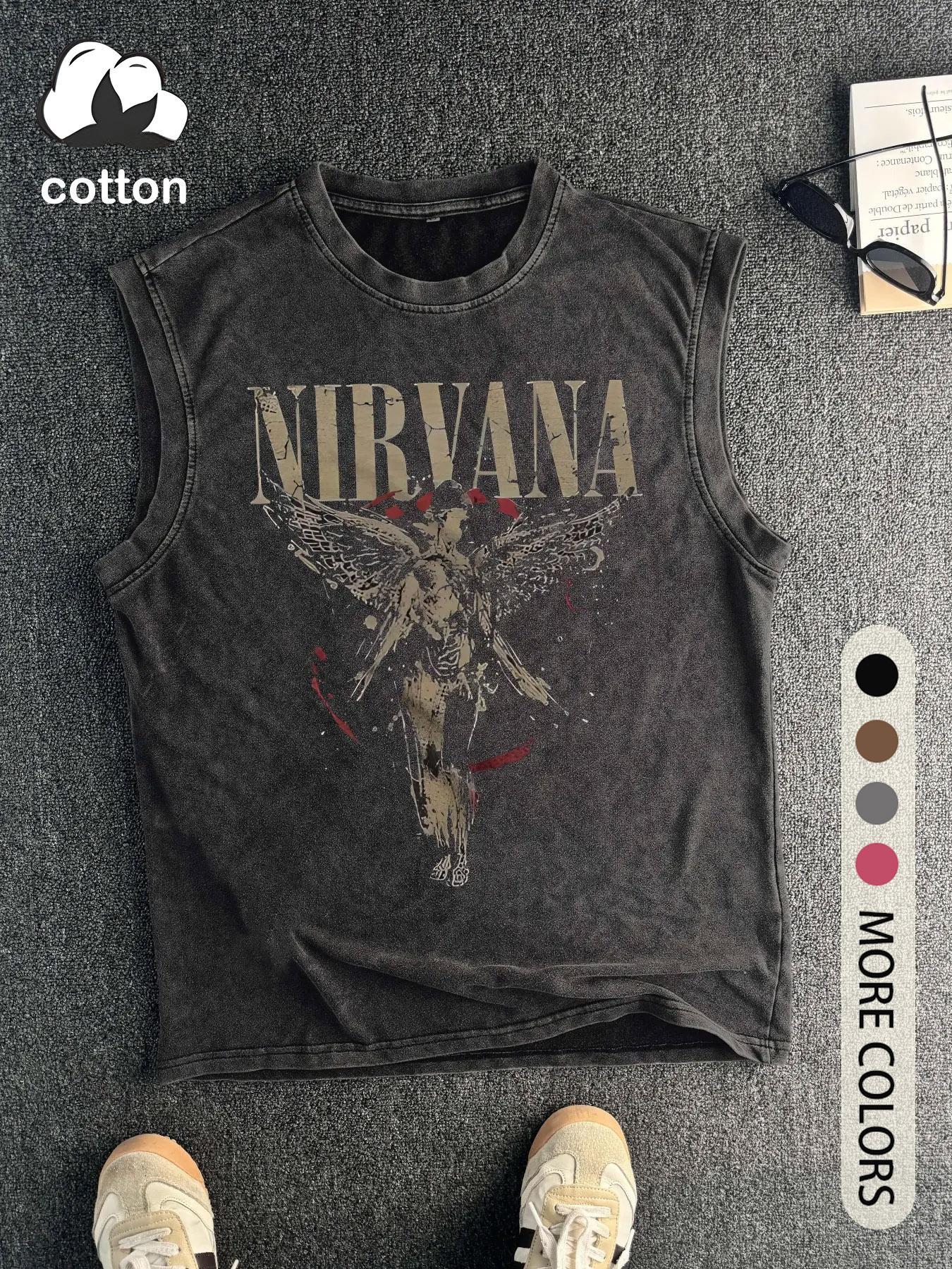 Men's Vintage Angel Graphic Tank Top, Casual Sleeveless Summer Top, Black Streetwear Style, Breathable Daily Wear, Fashion Casual Vest for Men hannah montana 20th anniversary merch graphic tee t shirt funny graphic tee 90s graphic tees