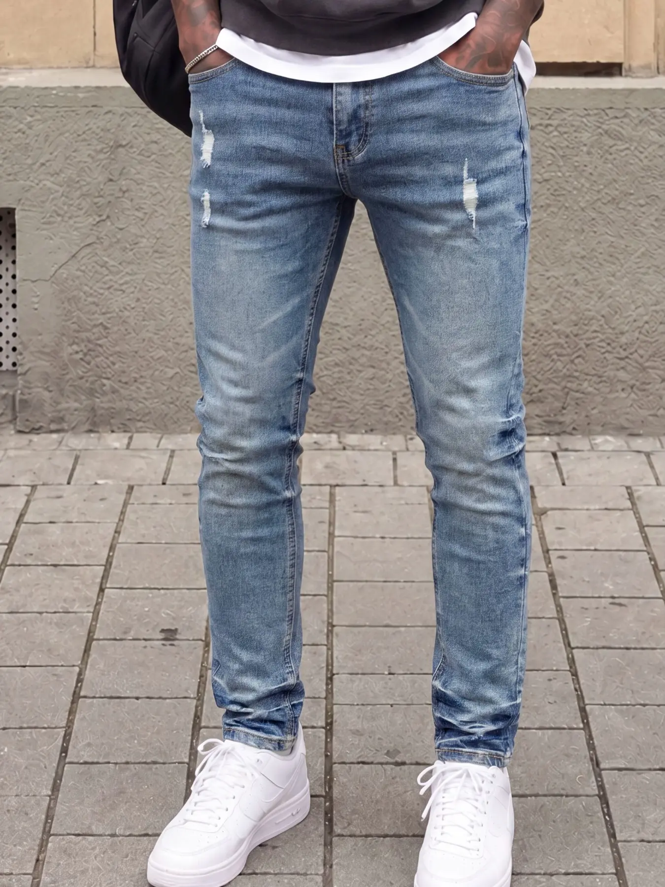 Men's Washed Slim Fit Jeans, Mid-Rise Slim Cut, Medium Stretch Soft Comfortable Denim, Minimal Y2K Skate Hip Hop Street Style, Versatile Casual Full-Length Denim Pants for Daily Wear, Ideal for Teen Boys & Young Guys