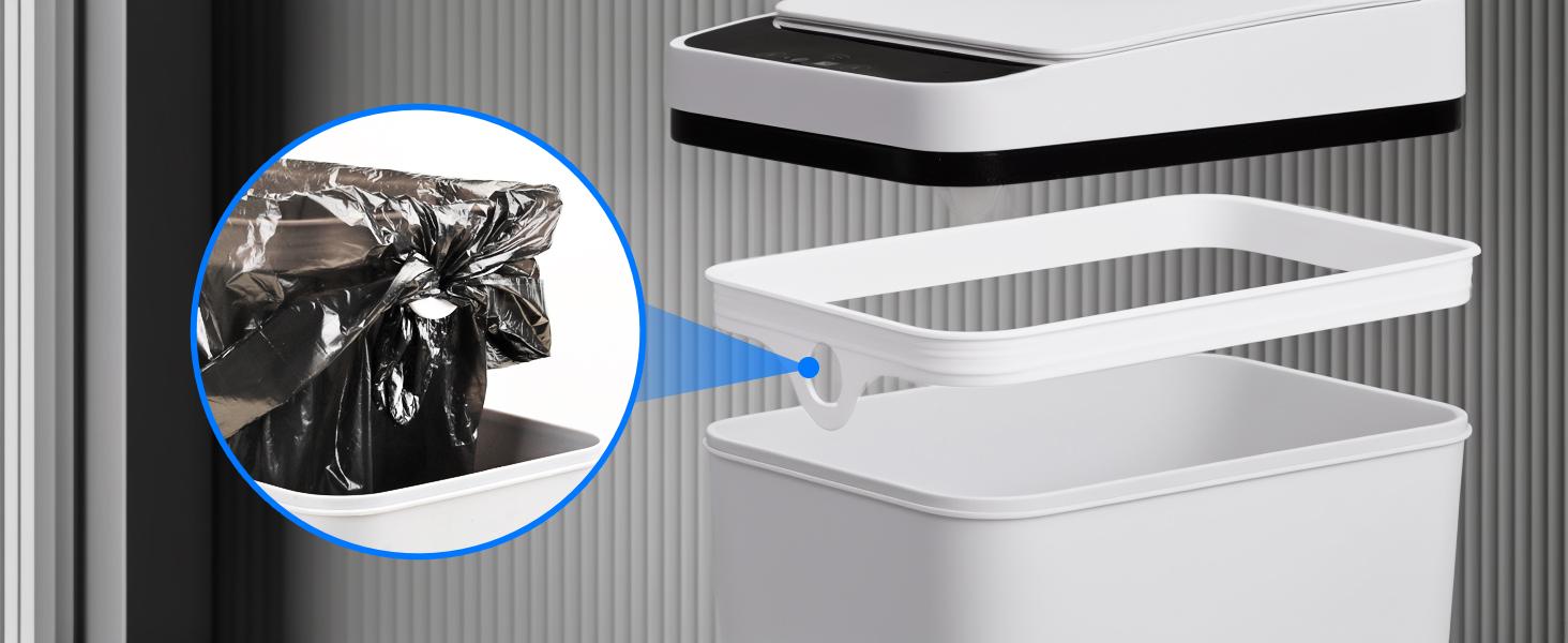 3.2 Gallon Smart Trash Can – Automatic Bin with Motion Sensor powered by 2 AA batteries (not included) for Living Room Bedroom Kitchen and Bathroom automatic motion Hygienic Waste Disposal Restroom Home Goods