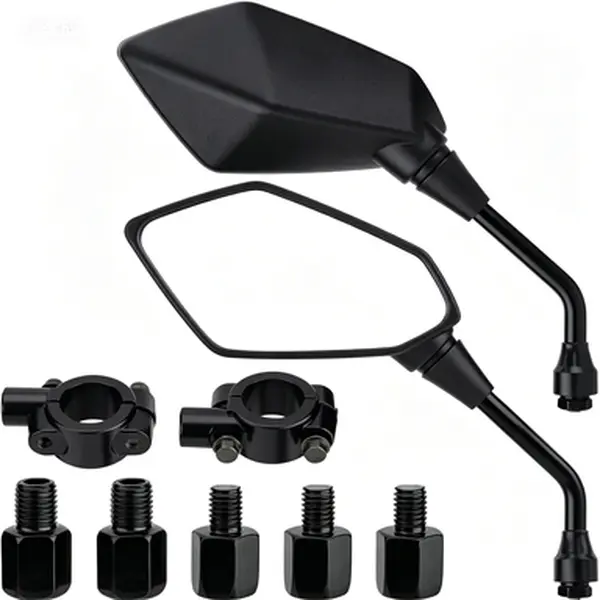 Universal Threaded Motorcycle Mirrors Rear View Side Mirrors for Scooter ATV Dirt Bike Cruiser Snowmobile M8 M10 Threaded Bolts 7/8 Handlebar Mirror Mount Reusable Handlebar Mirrors Universal Fit Left Right Pair Carbon Fiber Look