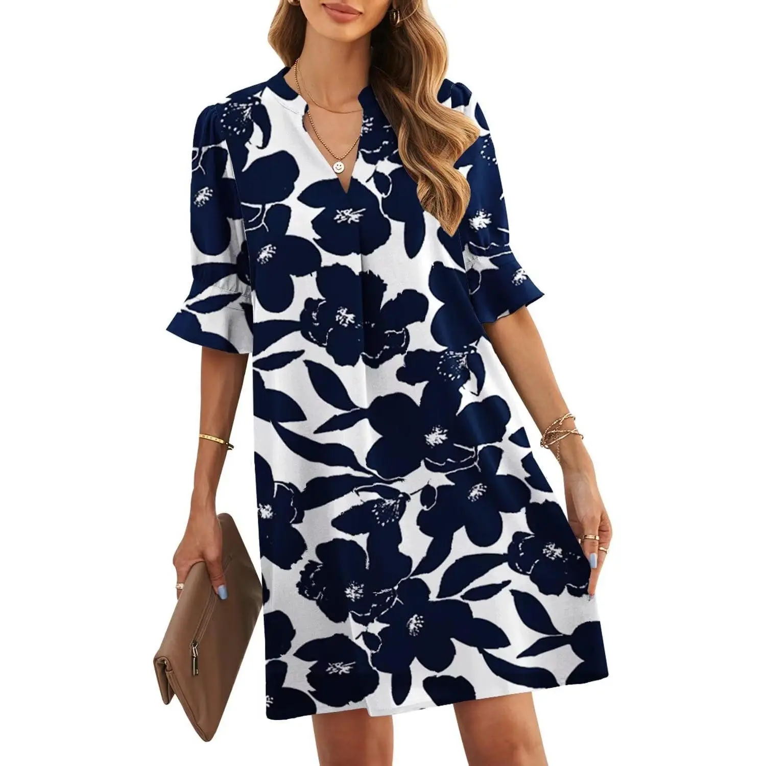 C-blue White Floral