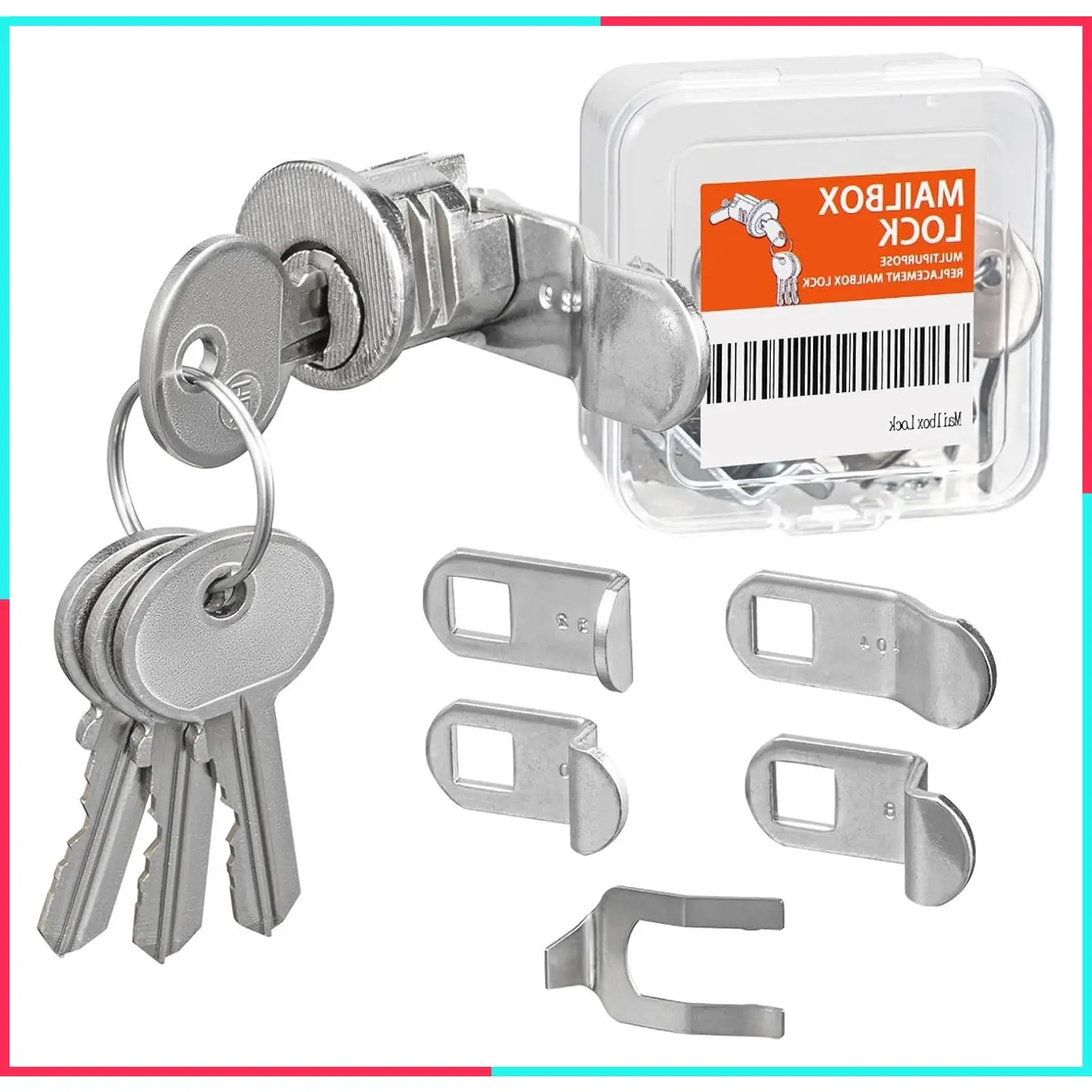 Mailbox Lock Replacement with 4 Keys - Universal Multipurpose Mailbox and File Cabinet Lock, Compatible with Most Brands, Durable and Secure