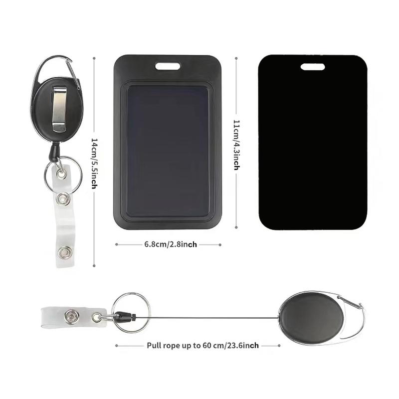 Retractable Badge Holder, Portable ID Card Reel, Card Sleeve with Breakaway Safety Clip-on, Adjustable Nylon Cord & Metal Spring Clip for Nurses, Teachers & Office Workers, Badge Reels Retractable