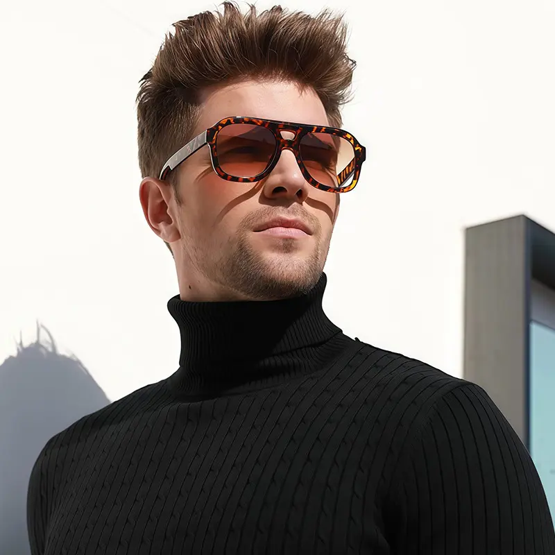 Vintage Double Beam Sunglasses - 1 Size Trendy Fashion Shades for Couples, Daily Street Style, Outdoor Relaxation, One Size