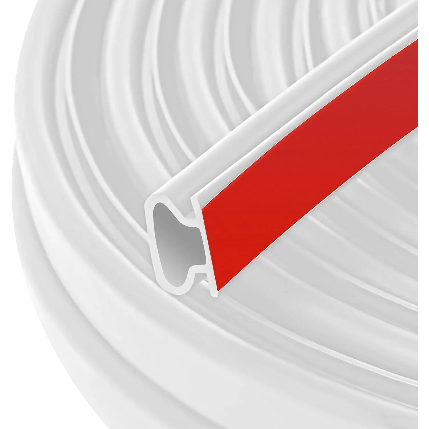 Rubber Door Seal Strip 40 Ft Rubber D-Shape Weather Stripping Self-Adhesive Frame Seal for Exterior Front Doors Jamb House Entry Frame Easy Cut to Size - White