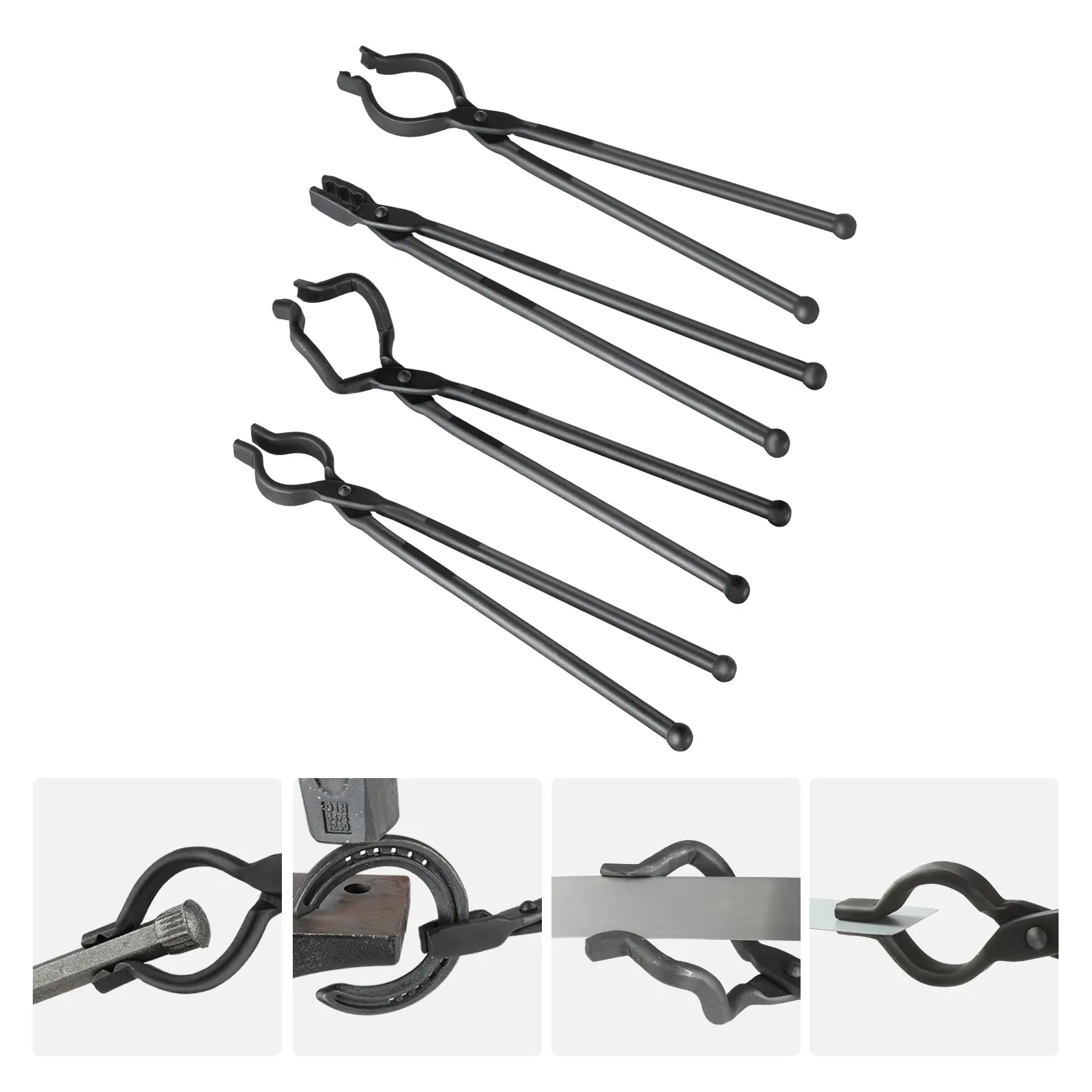 Blacksmith Tongs, V Bit Bolt Tongs, Carbon Steel Construction