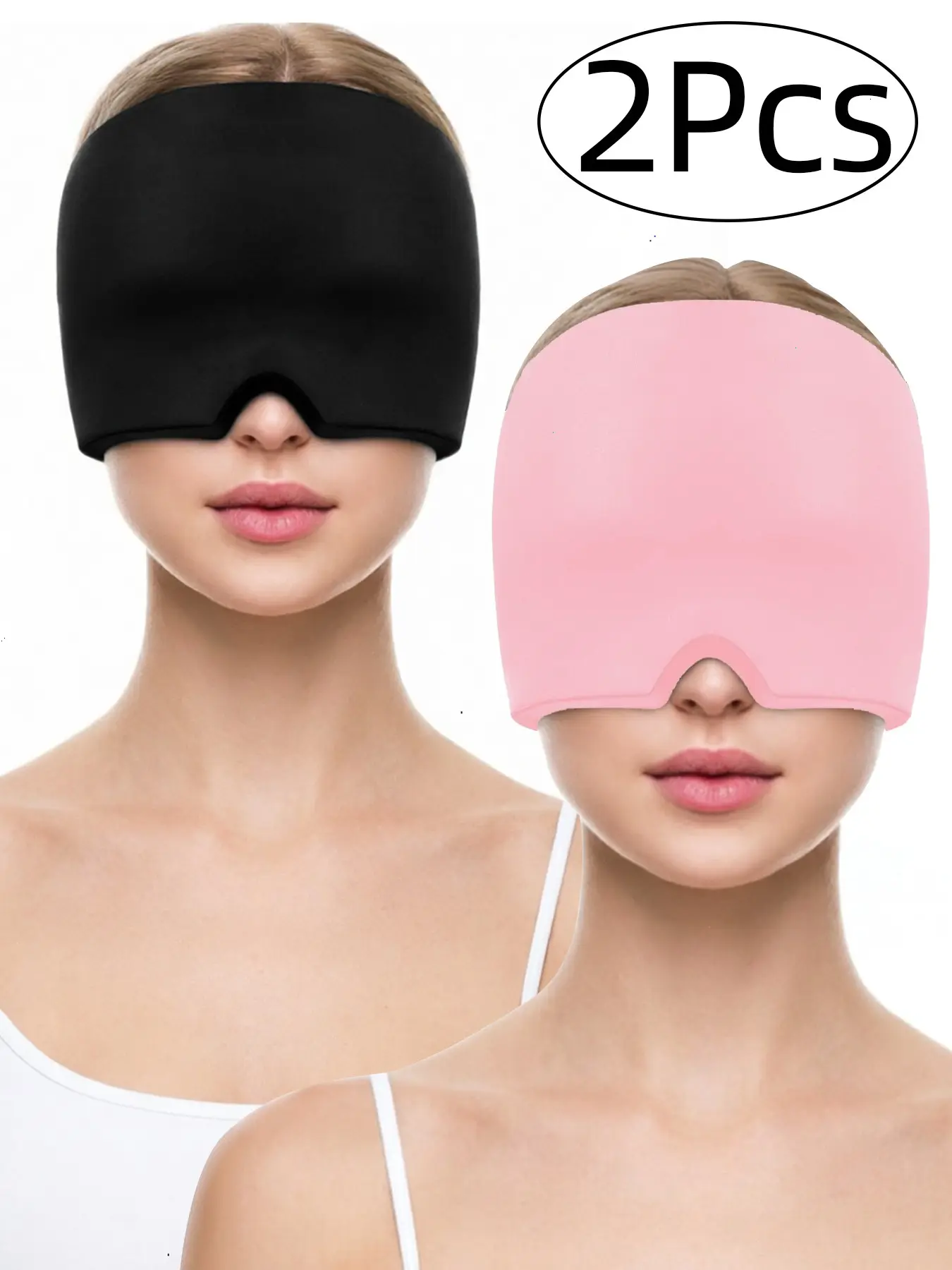 2 Pcs Migraine Relief Cap, All Around Gel Covered Reusable Headache Relief Cap, Black Migraine Cap for Headache Relief, Puffy Eyes