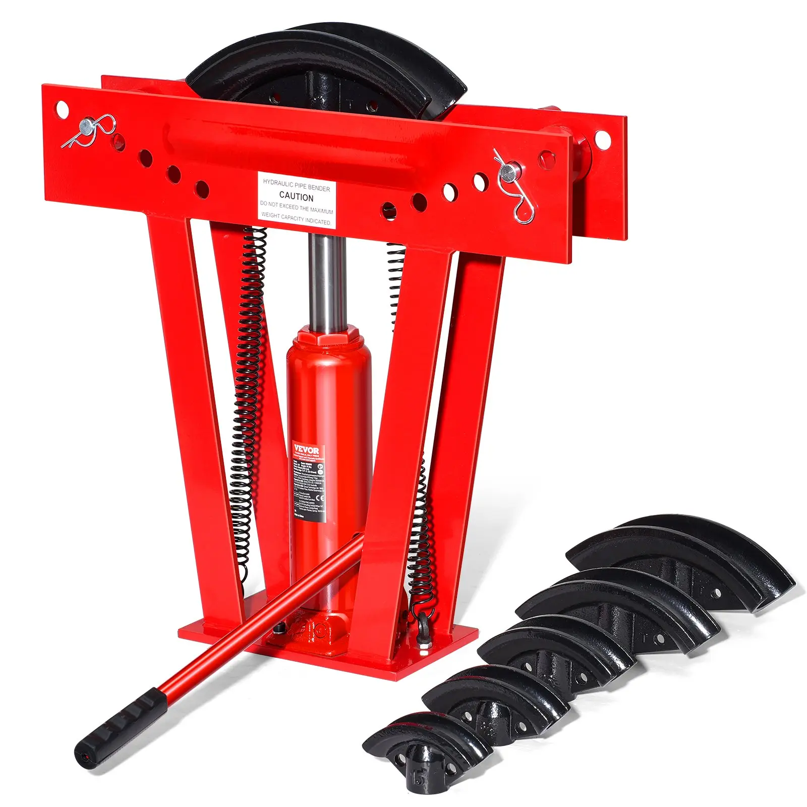 【DealsForYouDays】VEVOR Hydraulic Pipe Bender, 12 Ton Manual Copper Exhaust Pipe Bending Machine with 6 Dies (1/2" - 2") and 90 - 180 Adjustable Rollers, Heavy-Duty Pipe Tube Bender for Piping Railing Construction