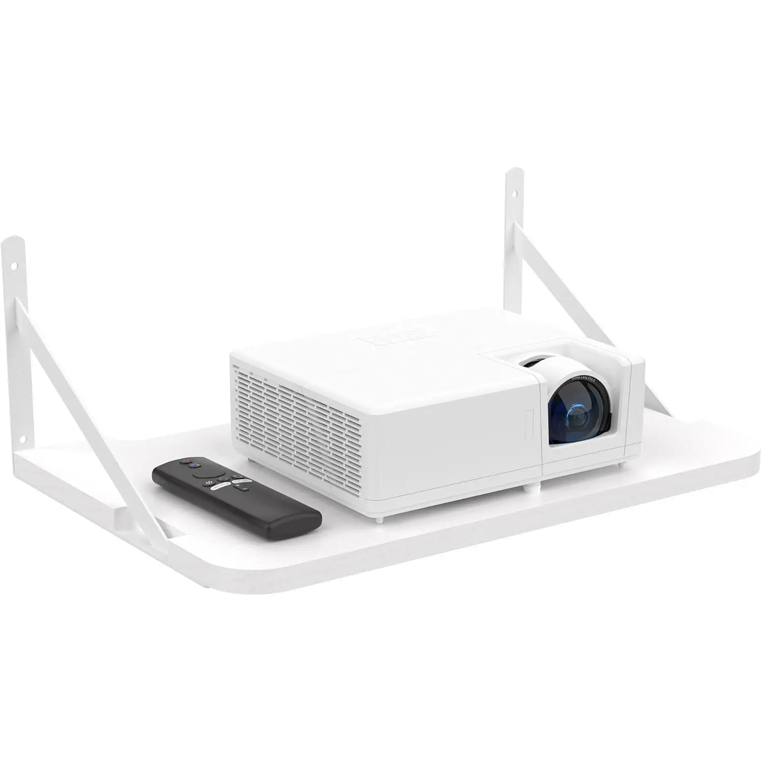 Projector Shelf for Wall, 16.5" * 11" Projector Wall Mount, Solid Wood Projector Mount, Floating Shelf for Router, TV Cable Box, Game Console, DVD Player, Modem, Holds Up to 25lbs, White