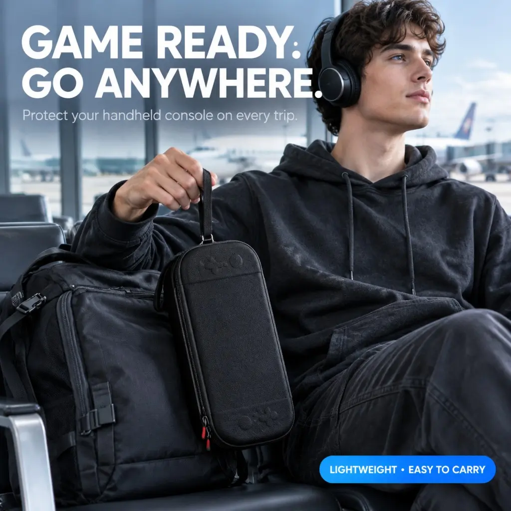 Protect Your Handheld Game Console Anytime, Hard Shell Carry Case, Game Cartridge Storage Bag, Shockproof Travel Storage Pouch, Lightweight