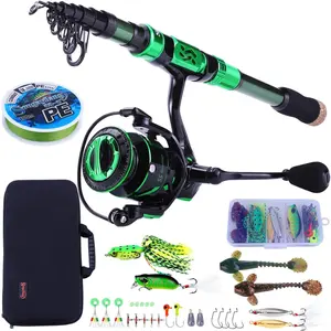 Fishing Rod and Reel Set Carbon Fiber Telescopic Fishing Rod 12+1BB Spinning Reel with Carry Case for Saltwater Freshwater