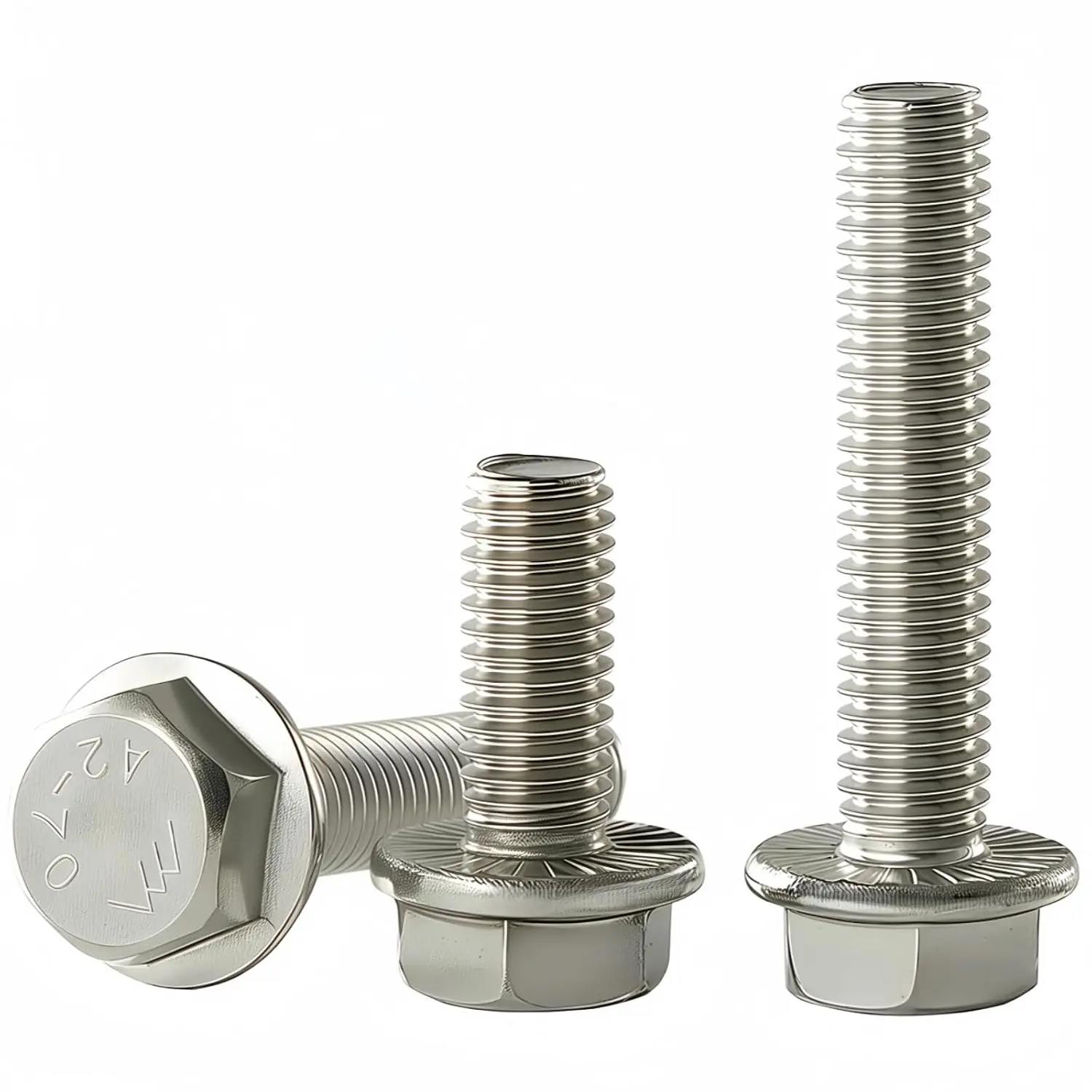 M8x1.25 x 35mm Flanged Hex  , 304 Stainless Steel (A2-70), Bright Finish, Fully Threaded, Hexagon  Flange , Quantity 10
