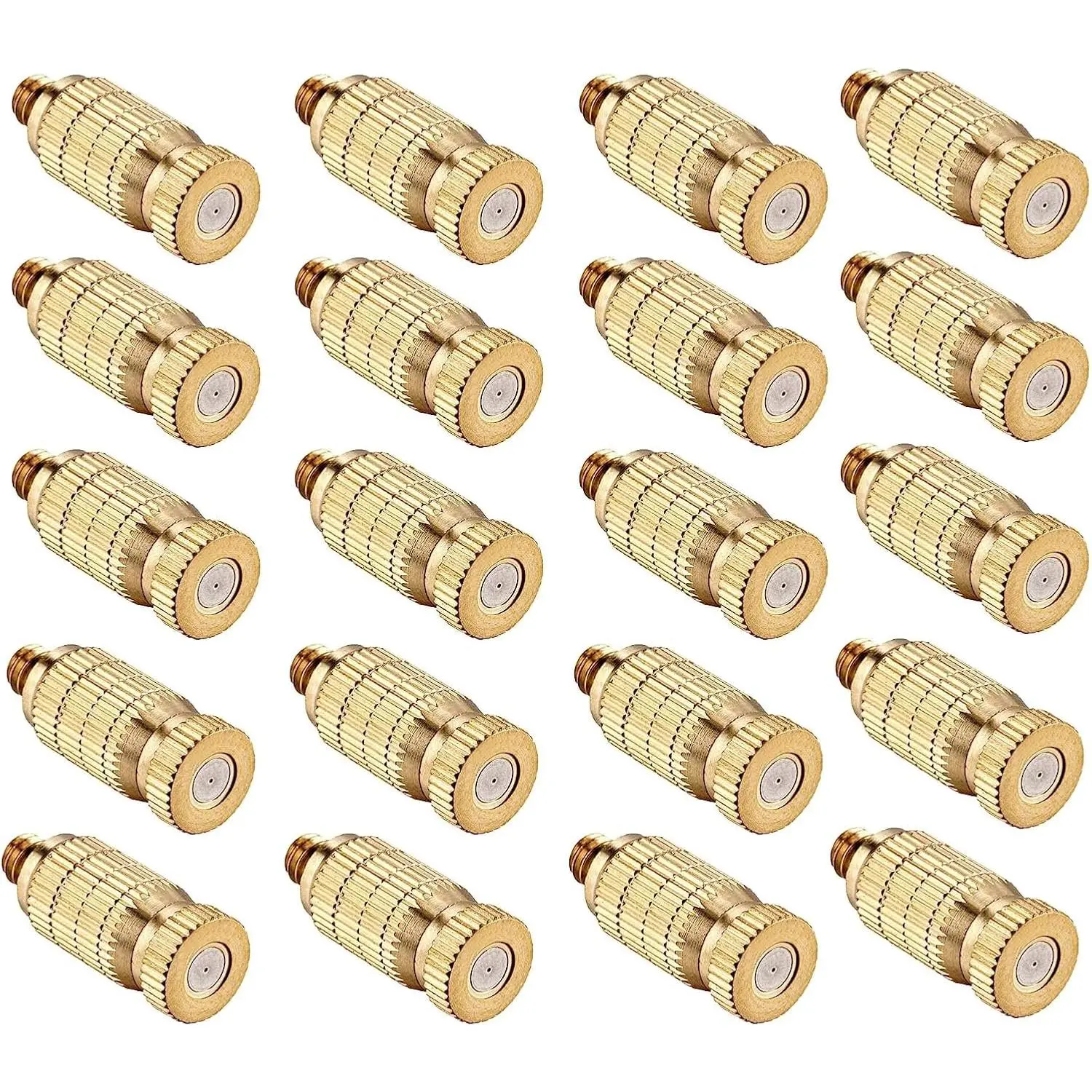 20-Count Threaded Brass High Atomizer Nozzles (0.008"/0.2mm) - Anti-Drip Fogging Set for Outdoor Cooling, Greenhouse Irrigation, Home Improvement Garden Watering Supplies