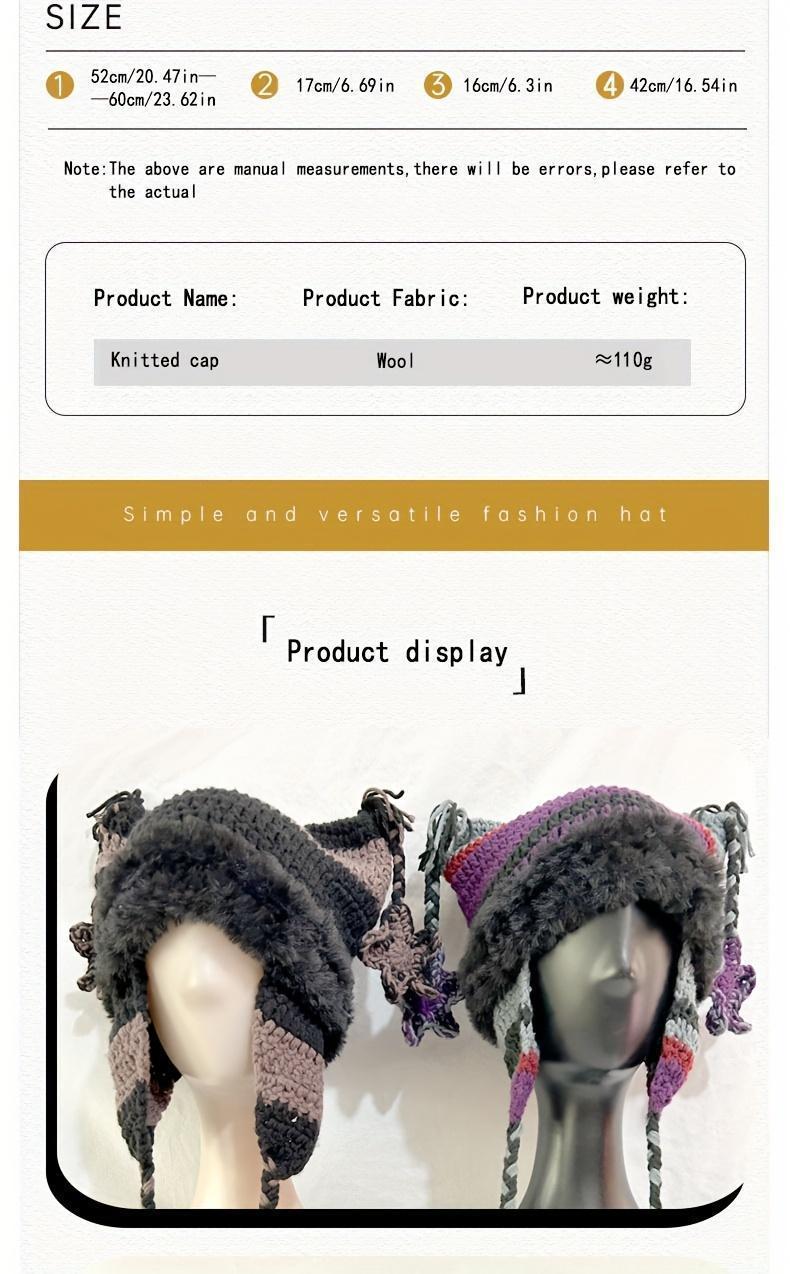 2026 New Stylish Unisex Winter Beanie – Warm Knitted Faux Fur Lined Hat, Ear Flaps & Tassels Design for Cold-Weather Outdoor Wear, Great for Thanksgiving