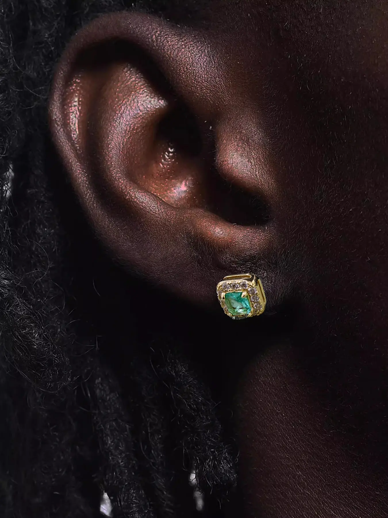Copper Zircon Square Earrings, Futuristic Shimmer Style, Unique Fashion Jewelry, Couple Matching, Perfect for Graduation, Holidays, Beach Parties