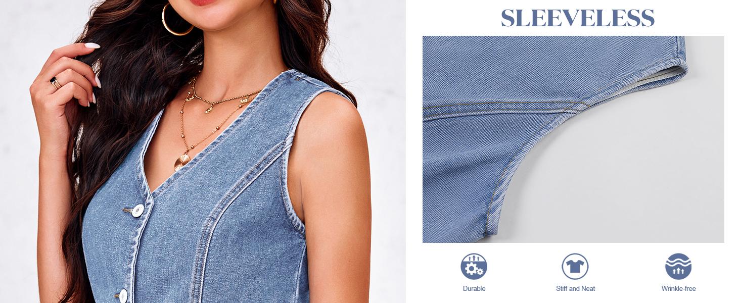 Imily Bela Womens Denim Vest Sleeveless V Neck Button Down Jean Waistcoat Jacket Y2K Summer Crop Tops