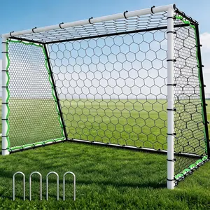 Soccer Rebounder Net & Goal Set, Large Ultra-Steel Ground Responsive Trainer for High/Low Passing, Practice