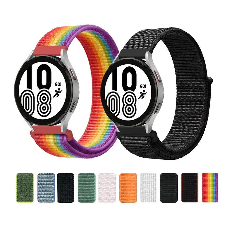 20mm Nylon Weave Loop Band for Samsung Galaxy Watch FE 40mm Watch 7 6 5 4 40mm/44mm 6 Classic 43mm 47mm 4 Classic 42mm 46mm 5 Pro 45mm Correa Strap Bracelet Wristband Accessories Replacement