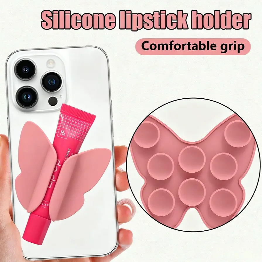 1pcs Lip Gloss Phone Stand, Lazy Silicone Holder, Portable Lipstick Mount, Convenient Cellphone Grip, Easy-To-Use Accessory
