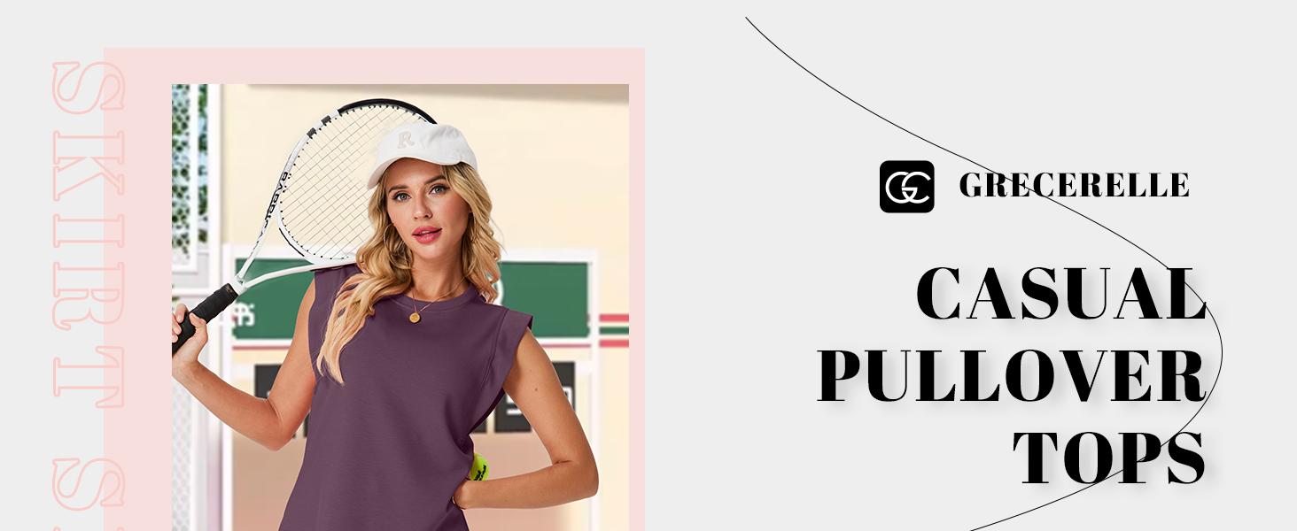 GRECERELLE Women's Summer 2 Piece Skort Set Cap Sleeve Round Neck Top & Tennis Skirt with Pockets for Athletic & Casual