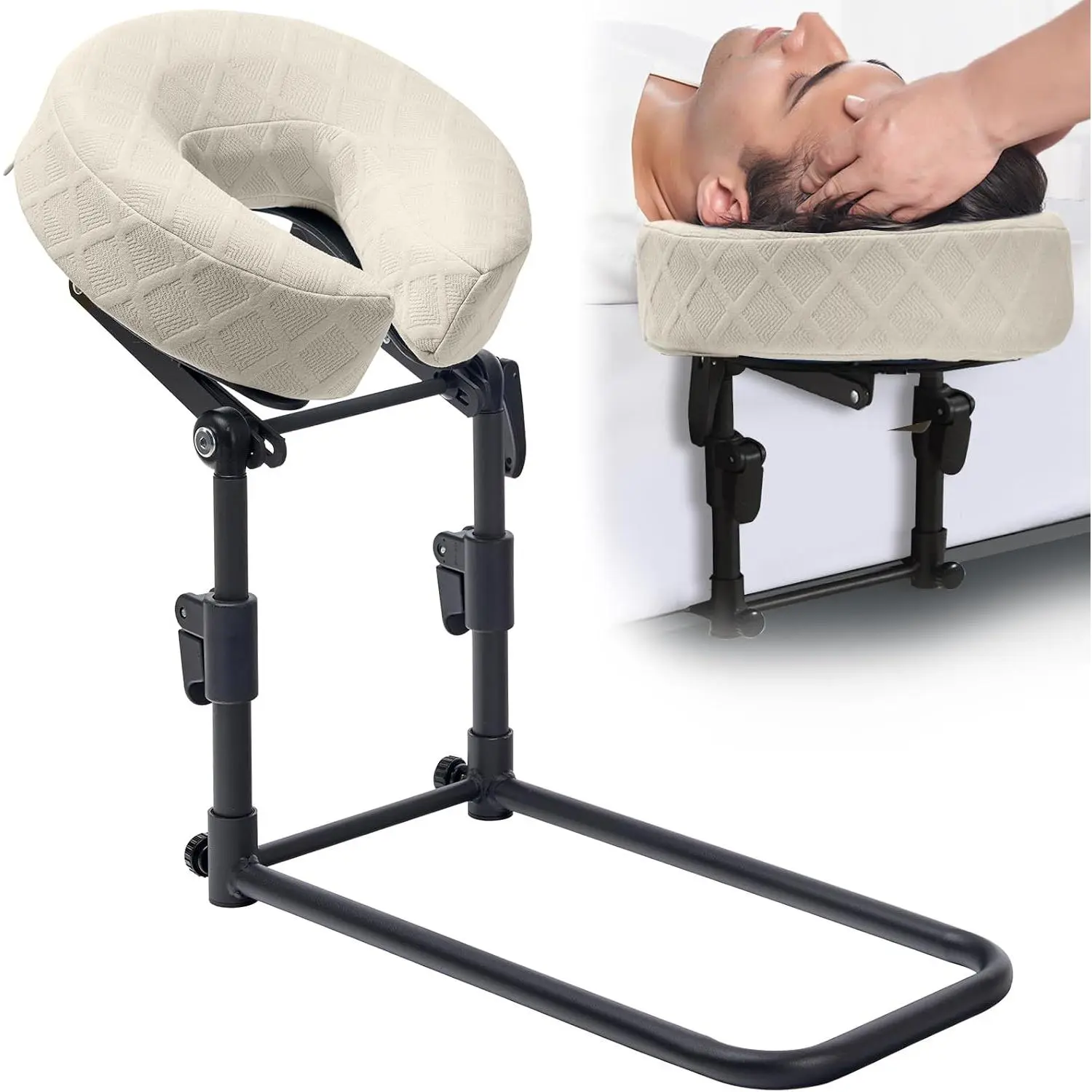 Massage Headrest for Bed with Washable Pillowcase, Adjustable  Mattress Top Massage Kit, Headrest  Cushion, After Eye   Down Pillow (Light Yellow)