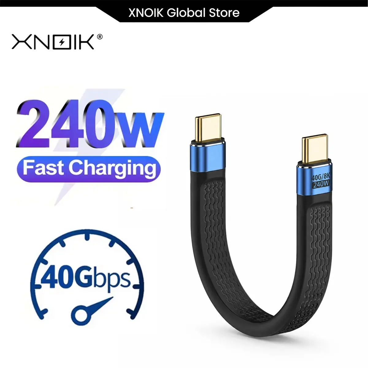 240W Short USB C to USB C Cable 13cm, 40Gbps USB4 Type C Fast Charging Data Cable, 8K 60Hz Video Display, for Thunderbolt 4/3, for iPhone 16/15, for MacBook Pro/Air, for iPad Pro, for Samsung, Short Cable Design, Office Essential