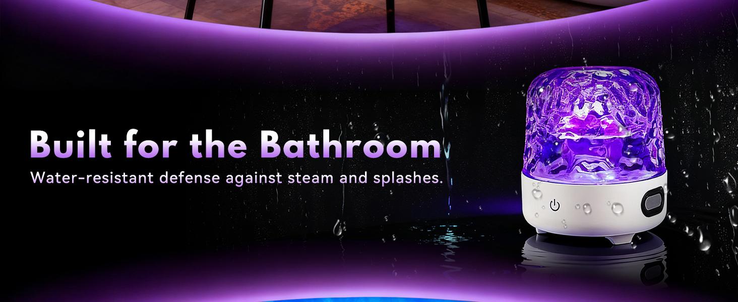 Shower Light with Bluetooth Speaker, Waterproof Shower Lamp with White Noise, 16 Colors Ocean Wave Projector Light with Remote & Touch Control, Music Lamps for Inside Shower Bathroom Bathtub