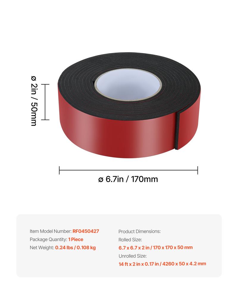 VEVOR Pipe Insulation Wrap, 14 FT x 2-inch Pipe Insulation Foam Tape, Self-Adhesive Water Pipes Insulated Foam Wrap for Winter Freeze Protection, Heat & Cold Resistant for Outdoor Indoor Use