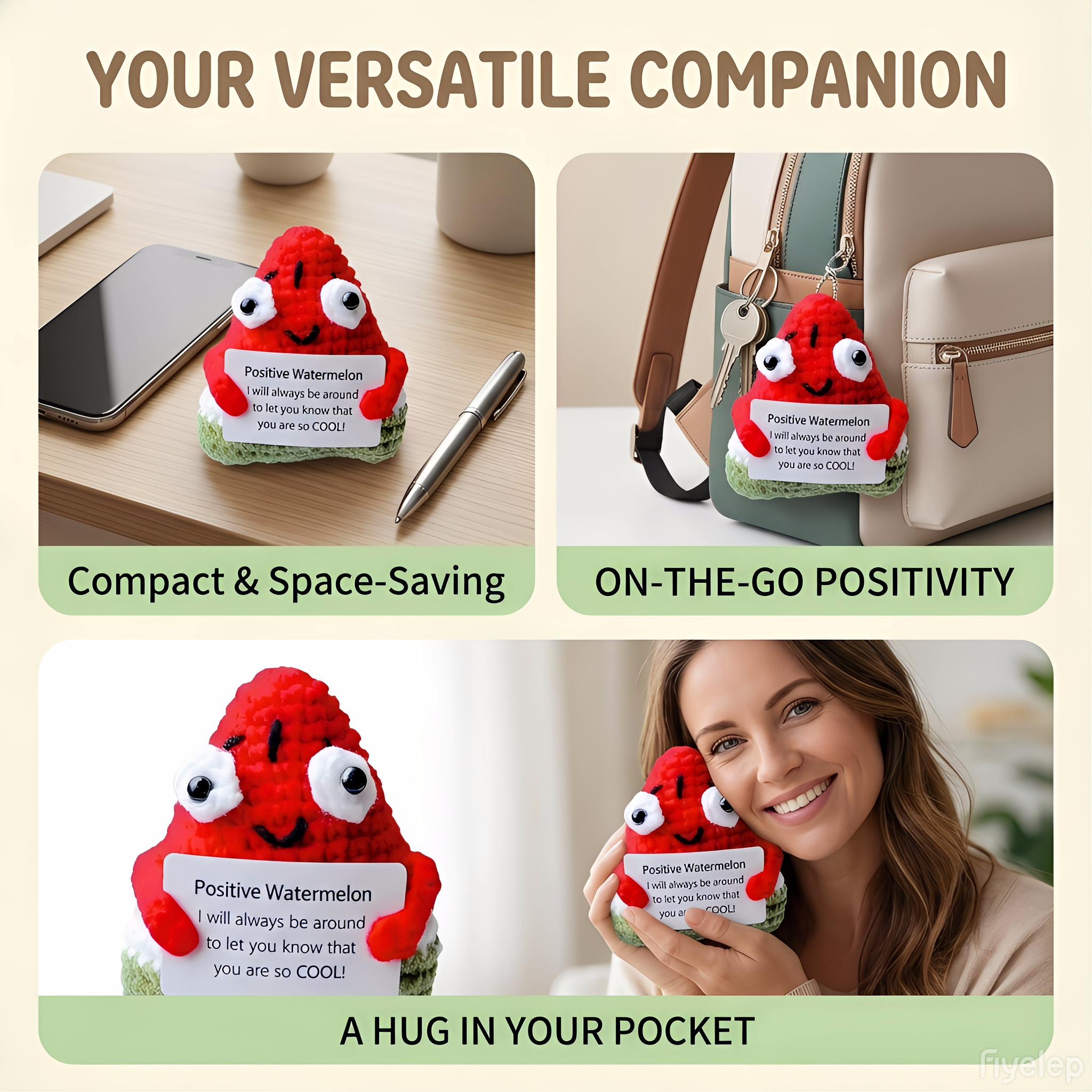 Handmade Crochet Watermelon Plush, Emotional Support Plush for Stress Relief & Anxiety, Cute Knitted Doll as Christmas Presents, Holiday Gifts, Birthday Gifts for Women, Gifts for Men, Gifts for Women, Teacher Appreciation Gifts, Birthday Gifts & Sweet Gi