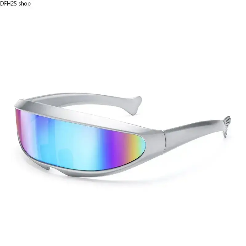 Futuristic Fashion Rimless Wrap-Around Shield Men's Sunglasses - UV400 Protective 1-Piece Lens Eyewear for Festivals, Outdoor Activities