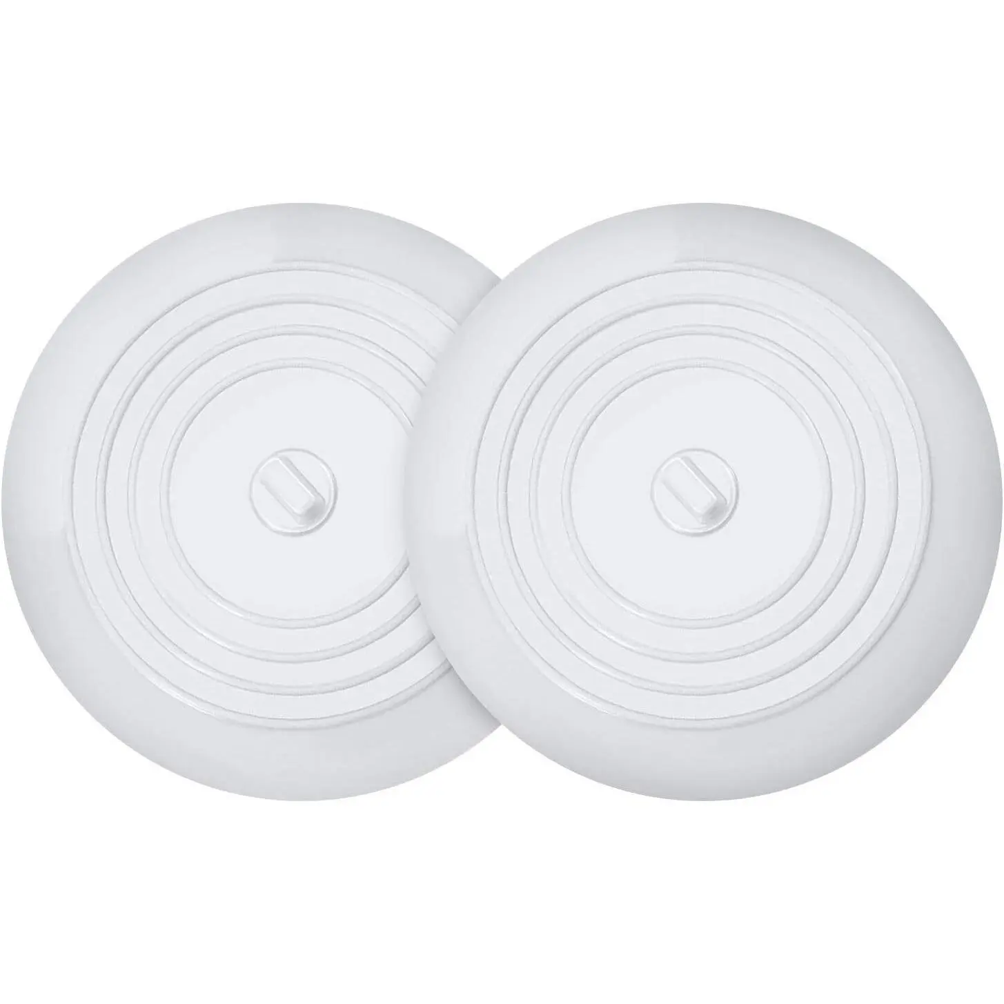 Set of 2  Tub Stoppers - 5.9 Inches Sink Stoppers - Flat Bathtub Drain Covers, Hair Catchers and Suction Bathtub Plugs for Kitchen, Bathroom and Laundry (White)
